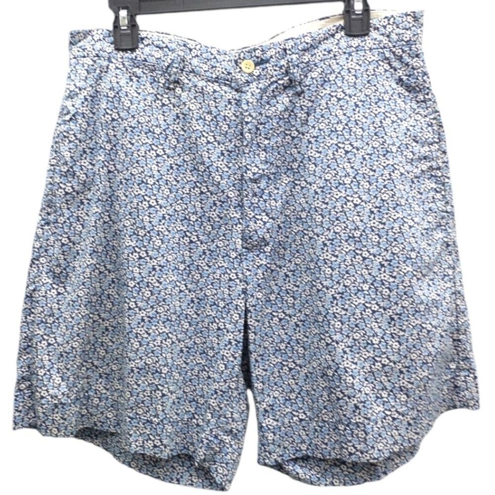 Polo Ralph Lauren Shorts Blue White Floral Flat Front Cotton Chino Men's 34